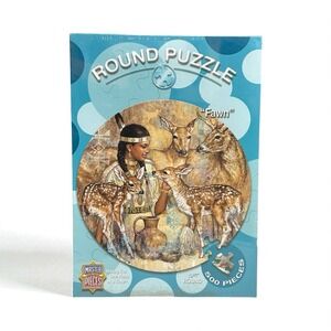 NEW Master‎ Pieces 500 Pc Round Jigsaw Puzzle FAWN Karl Bang Art Indian Girl